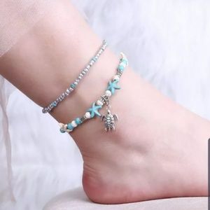 Kallaite beaded tortoise anklet